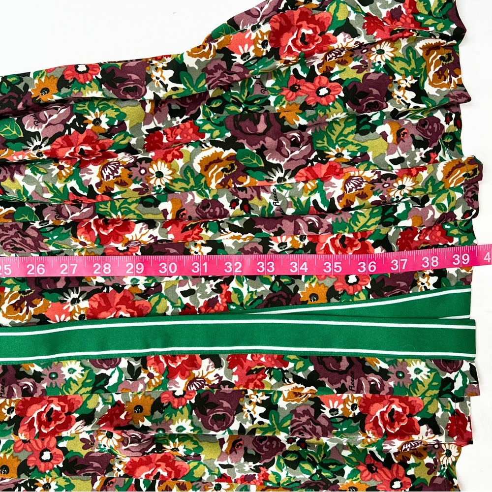 Brooks Brothers Retro Multicolor Floral Long Sleeve Dress with Green Stripe Band - Picture 9 of 12